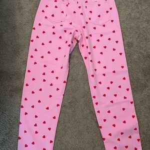 Pink heart high rise jeans